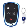 Electroplating TPU Single-shell Car Key Case with Key Ring for Cadillac ATSL / XT5 / XTS / XT4 / CT6 (Blue)