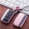 Electroplating TPU Single-shell Car Key Case with Key Ring for LAND ROVER Aurora / Discover God / Range Rover & JAGUAR (Pink)