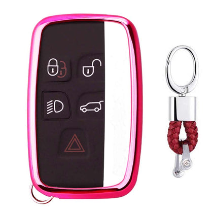 Electroplating TPU Single-shell Car Key Case with Key Ring for LAND ROVER Aurora / Discover God / Range Rover & JAGUAR (Red)