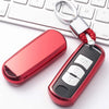 Electroplating TPU Single-shell Car Key Case with Key Ring for Mazda 3 AXELA / CX-8 / CX-5 / CX-4 / 6 ATENZA (Red)