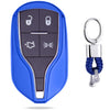 Electroplating TPU Single-shell Car Key Case with Key Ring for MASERATI Levante / Ghibli (Blue)