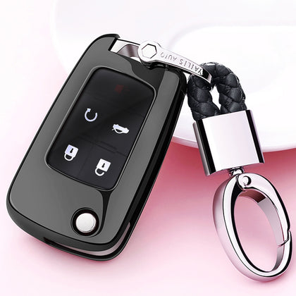 Electroplating TPU Single-shell Car Key Case with Key Ring for CHEVROLET CRUZE / AVEO & BUICK Hideo / XTGT / Regal / LACROSS (Blac