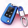 Electroplating TPU Single-shell Car Key Case with Key Ring for CHEVROLET CRUZE / AVEO & BUICK Hideo / XTGT / Regal / LACROSS (Blue