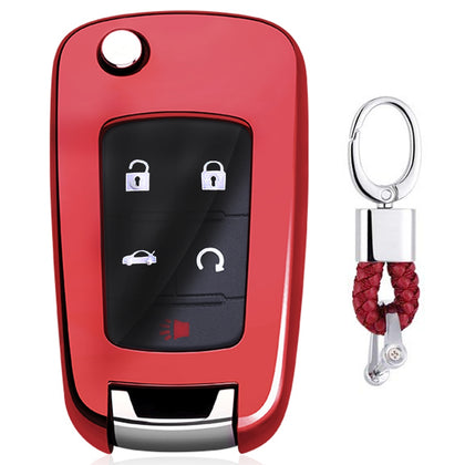 Electroplating TPU Single-shell Car Key Case with Key Ring for CHEVROLET CRUZE / AVEO & BUICK Hideo / XTGT / Regal / LACROSS (Red)