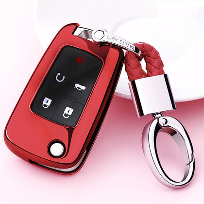 Electroplating TPU Single-shell Car Key Case with Key Ring for CHEVROLET CRUZE / AVEO & BUICK Hideo / XTGT / Regal / LACROSS (Red)