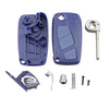 For FIAT Car Keys Replacement 3 Buttons Car Key Case with Side Battery Holder (Blue)