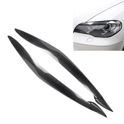 Carbon Fiber Car Mould Pressing Lamp Eyebrow Decorative Sticker for BMW X5 E70 2010-2012