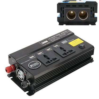 500W DC 24V to AC 220V Car Multi-functional 4588 Smart Power Inverter (Black)