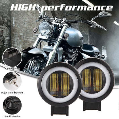 3 inch 13W 1000LM 6000K DC 10-80V IP68 Motorcycles Round Shape LED Spotlight Angel Eye Work Lights