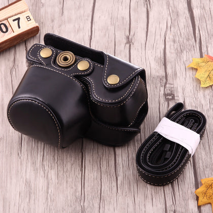 Full Body Camera PU Leather Case Bag with Strap for Sony A6000 / A6300 / Nex 6(Black)