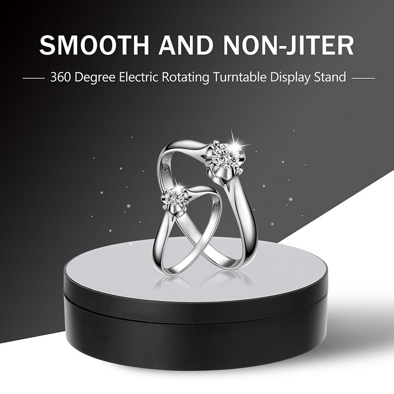 13.8cm Mirror Style USB Charging Smart 360 Degree Rotating Turntable Display Stand Video Shooting Props Turntable for Photography,