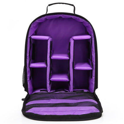 HUWANG Portable Waterproof Scratch-proof Polyester Surface Material Dual Shoulders Backpack Outdoor Sports Camera Bag (Purple)
