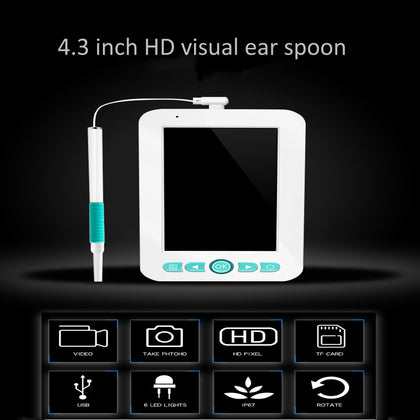 inskam209 4.3 inch 2MP HD Visual Ear Nose Throat Endoscope Borescope with 6 LEDs, IP67 Waterproof, Lens Diameter: 5.5mm, Length: 0