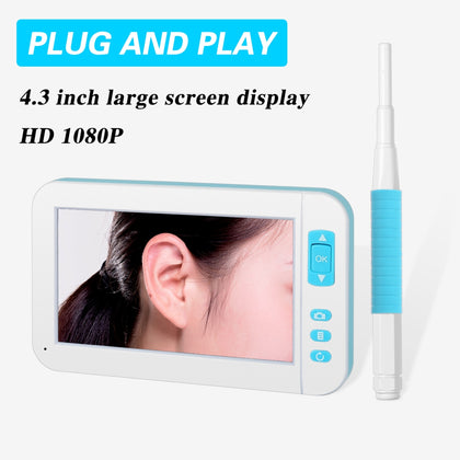 P20 4.3 Inch Screen Display HD1080P Visual Earspoon Endoscope with 6 LEDs, Diameter:3.9mm