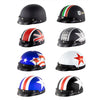 Soman Electromobile Motorcycle Half Face Helmet Retro Harley Helmet with Goggles(Matte Black French White Star)