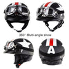 Soman Electromobile Motorcycle Half Face Helmet Retro Harley Helmet with Goggles(Matte Black Italy NO.76)