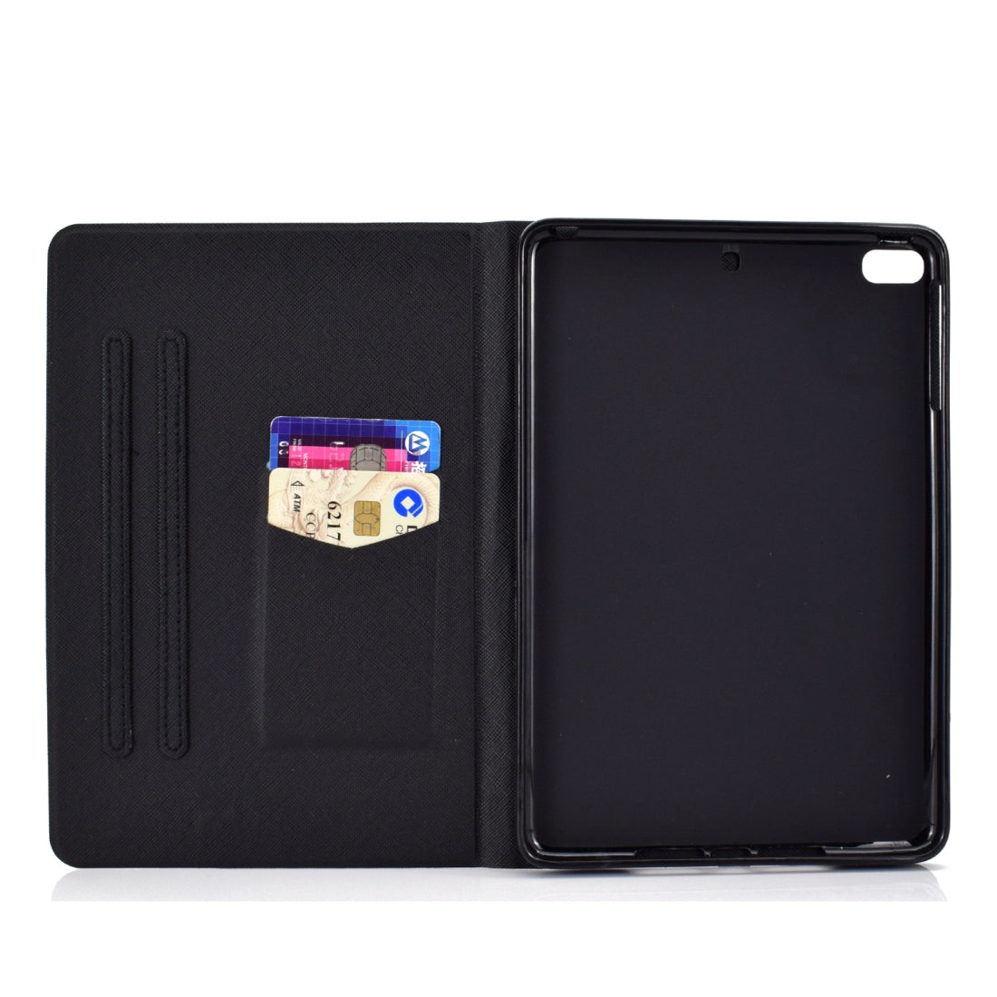 Colored Drawing Universal Voltage Craft Cloth TPU Protective Case, with Holder & Sleep / Wake-up Function & Card Slots & Anti-slip Strip for iPad Mini1 / 2 / 3 / 4 / 5