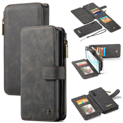 CaseMe-007 Detachable Multifunctional Horizontal Flip Leather Case with Card Slot & Holder & Zipper Wallet & Photo Frame for Galaxy Note 10(Black)