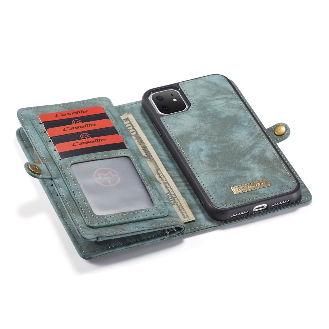 CaseMe-008 Detachable Multifunctional Horizontal Flip Leather Case with Card Slot & Holder & Zipper Wallet & Photo Frame For iPhone 11(Blue)