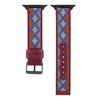Ethnic Leather Watchband For Apple Watch Series 6 & SE & 5 & 4 44mm / 3 & 2 & 1 42mm(Wine Red)