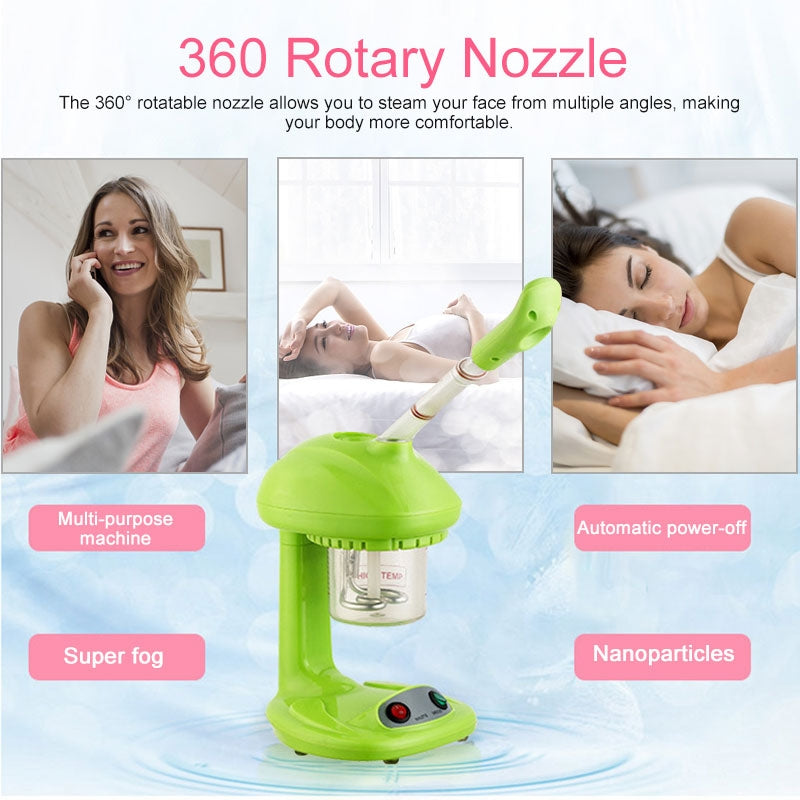 Household Face Steaming Device Beauty Humidifier Nano Face Steamer, Specification:US Plug(Green)