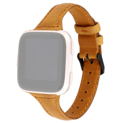 For Fitbit Versa razy Horse Texture Genuine Leather Strap(Light Brown)