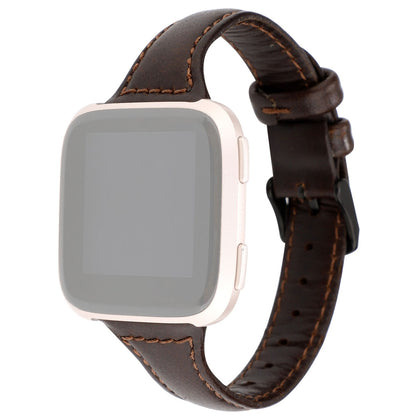 For Fitbit Versa razy Horse Texture Genuine Leather Strap(Coffee)