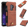 For Galaxy S9+ Cloth Texture + TPU Shockproof Protective Case with Vertical Flip Card Slots(Brown)
