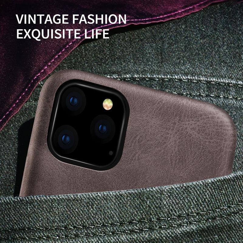 For iPhone 11 X-level Vintage Series Cowboy Texture Flexible Leather Case(Coffee)