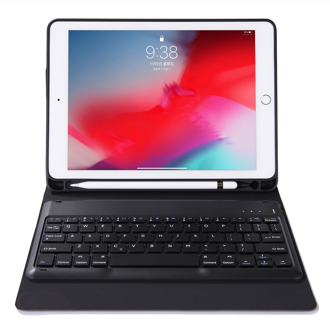 K102B For iPad 10.2 inch 2019 Ultra-thin One-piece Bluetooth Keyboard Leather Case with Stand & Pen Slot(Black)