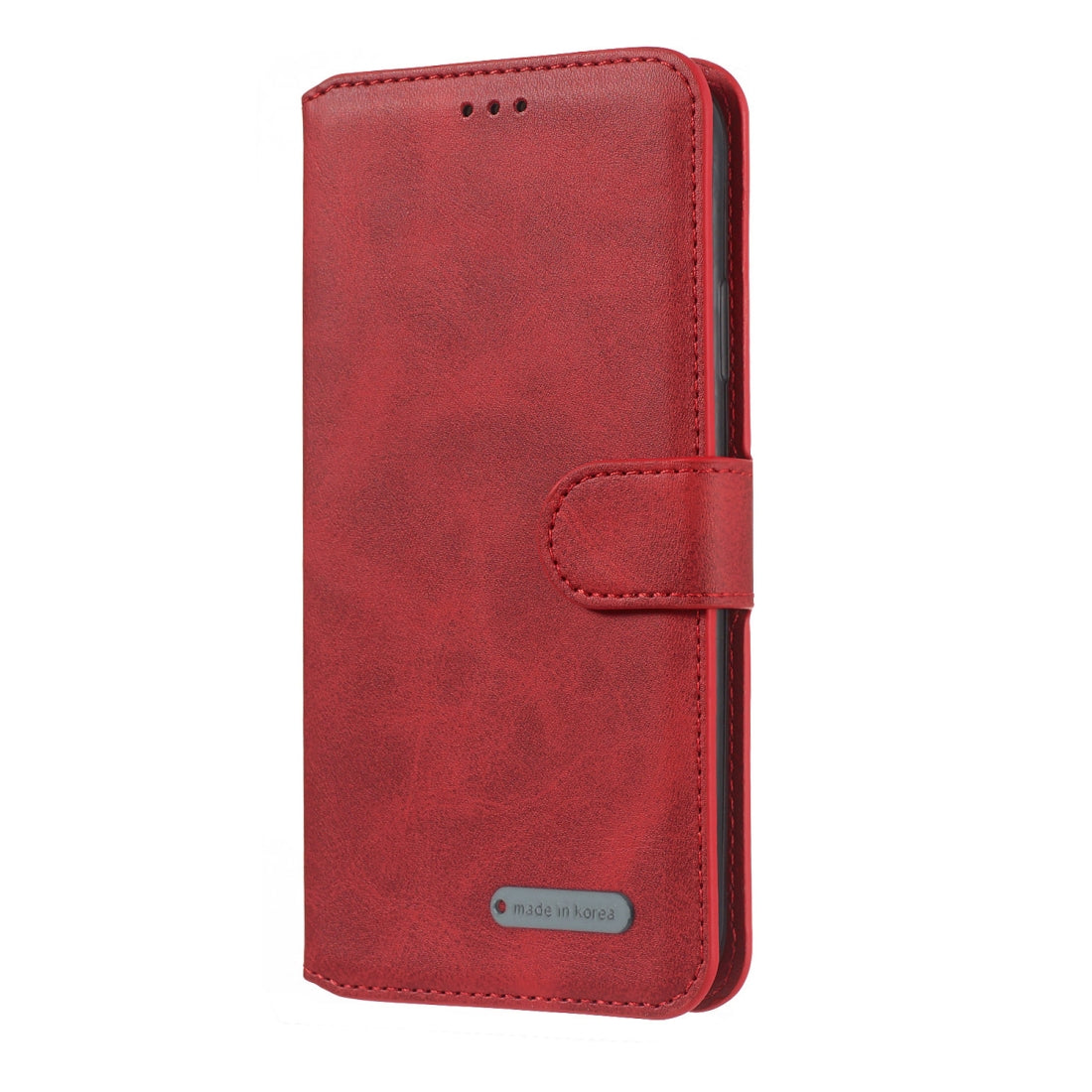For iPhone 8 / 7 Solid Color Buckle Horizontal Flip Leather Case with Wallet & Holder & Card Slots(Red)
