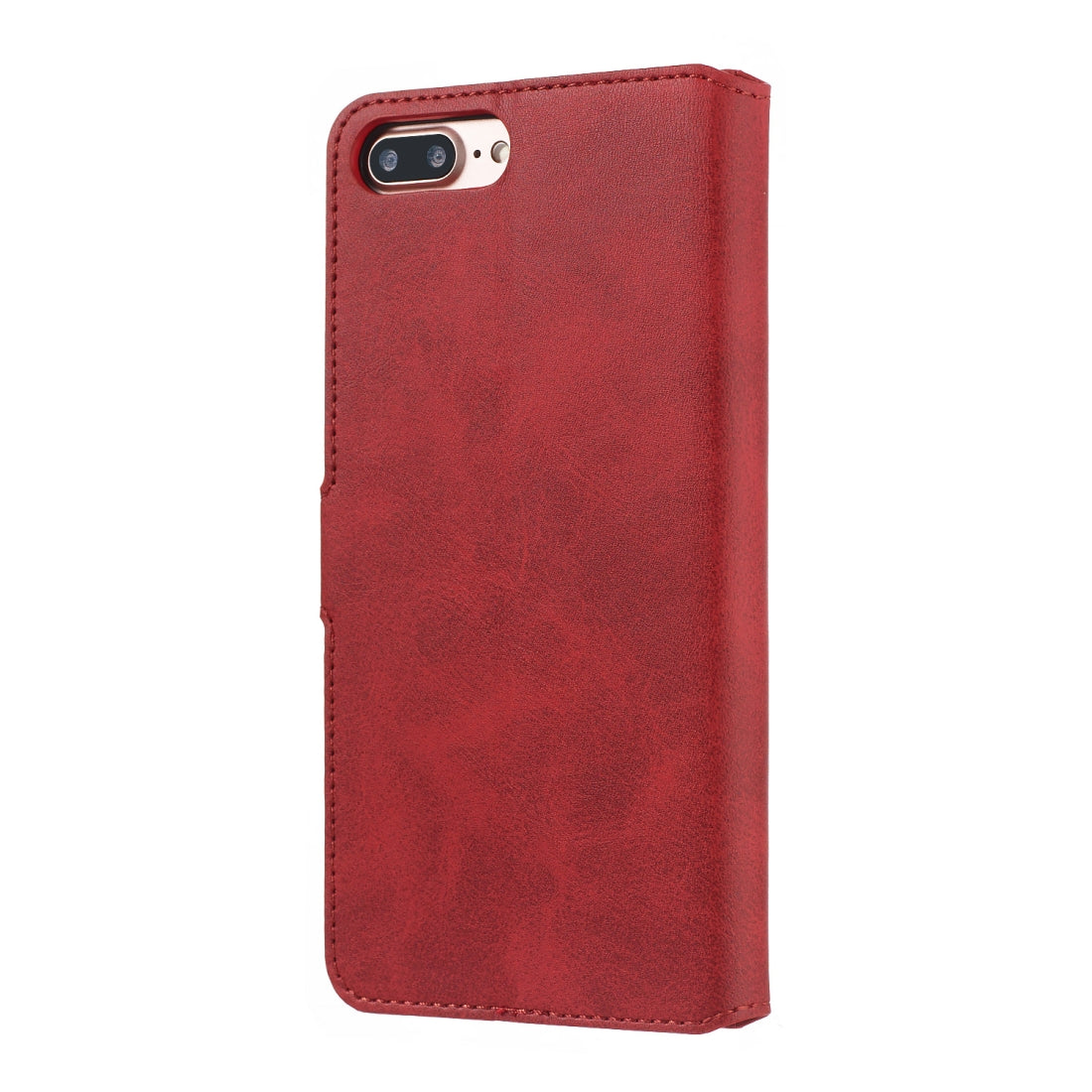 For iPhone 8 / 7 Solid Color Buckle Horizontal Flip Leather Case with Wallet & Holder & Card Slots(Red)