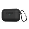 For Apple AirPods Pro Wireless Earphone Silicone Protective Case with Hook(Mysterious Black)