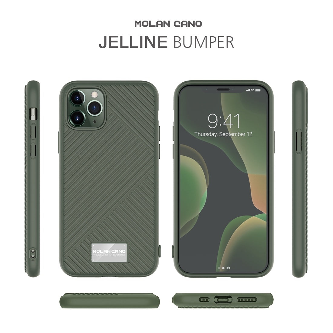 For iPhone 11 MOLANCANO JELLINE BUMPER Shockproof TPU Protective Case(Army Green)