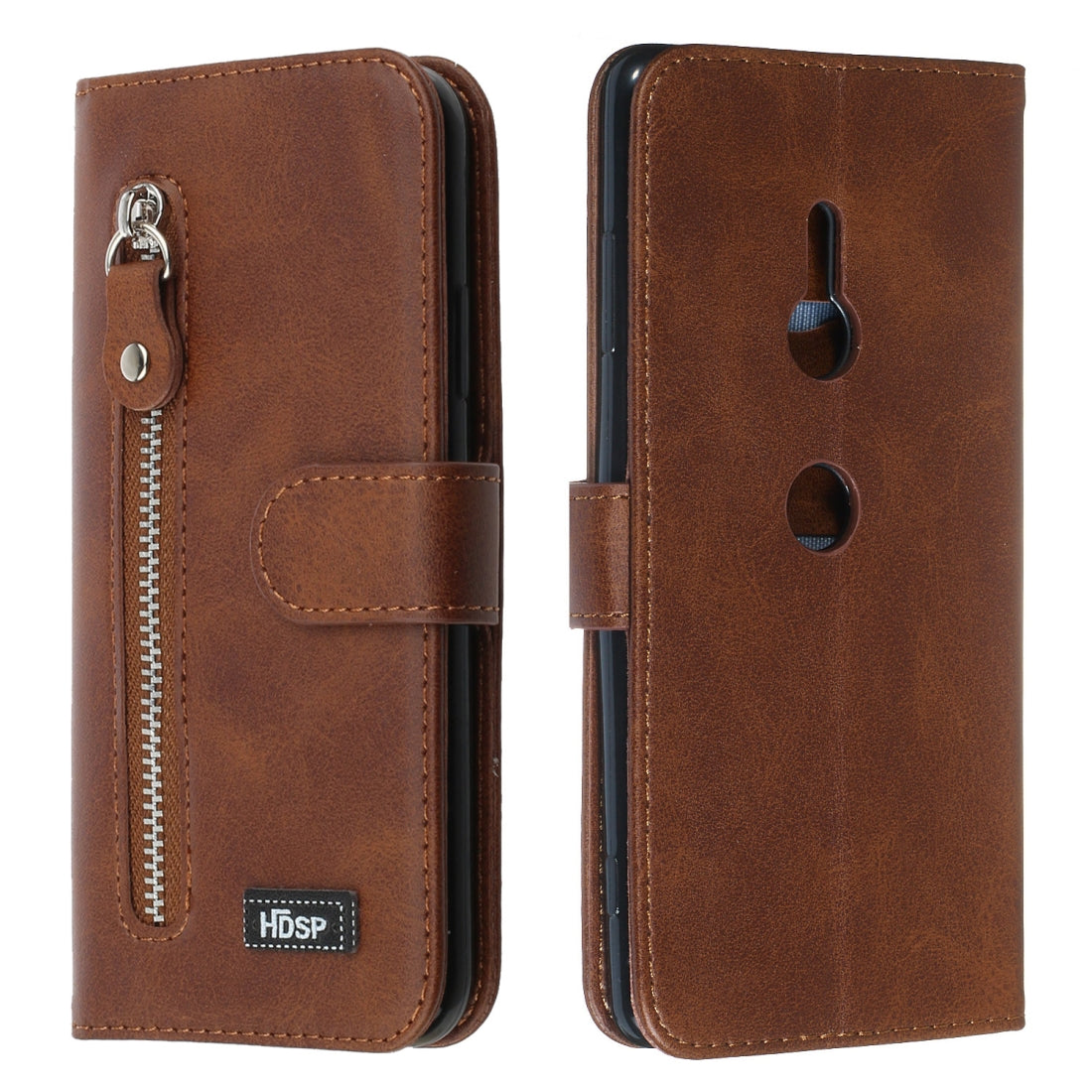 For Sony Xperia XZ3 Zipper Horizontal Flip Leather Case with Wallet & Holder & Card Slots(Brown)