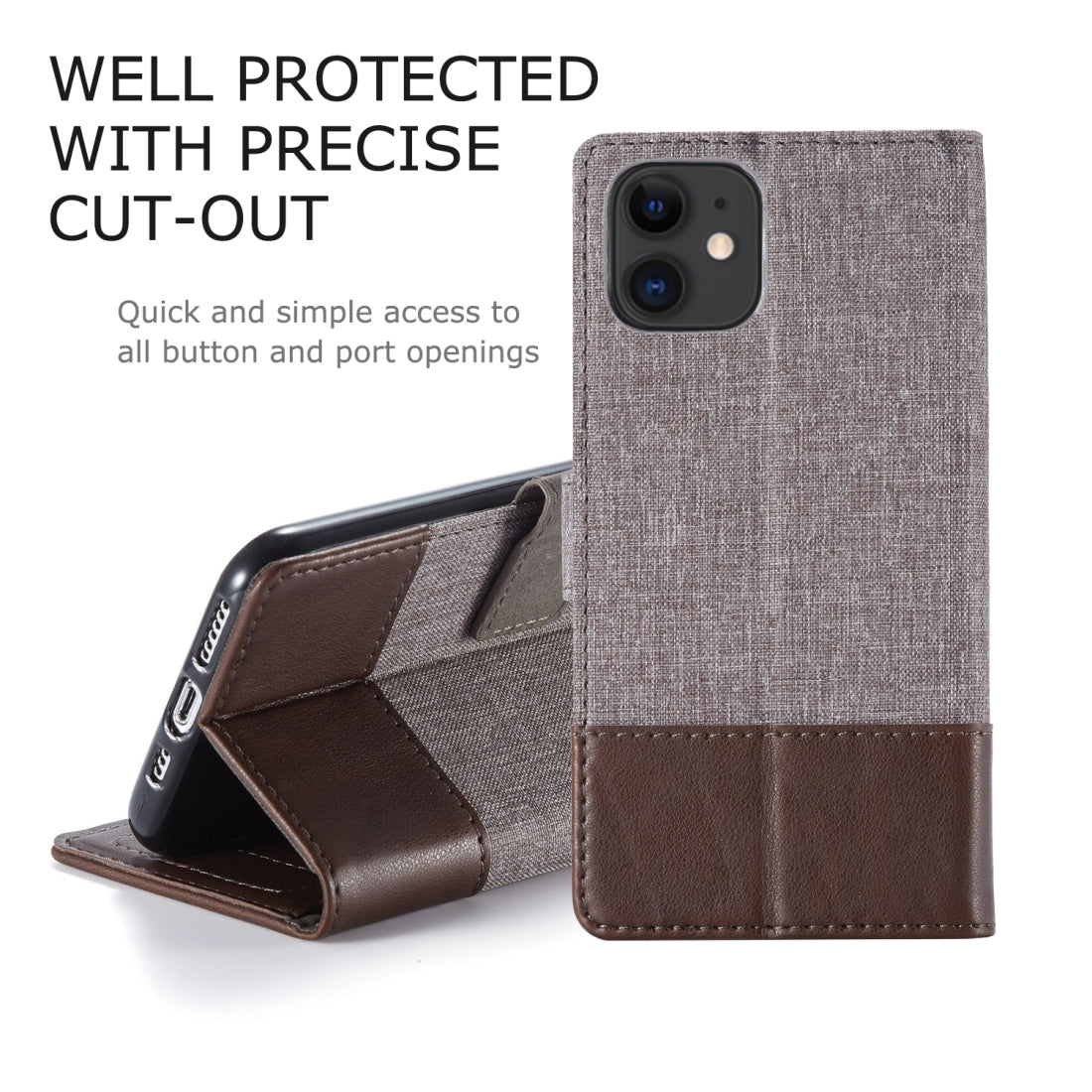 For iPhone 11 MUXMA MX102 Horizontal Flip Canvas Leather Case with Stand & Card Slot & Wallet Function(Brown)