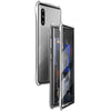 For Galaxy Note 10 Ultra Slim Double Sides Batman Magnetic Adsorption Angular Frame Tempered Glass Magnet Flip Case(Silver)