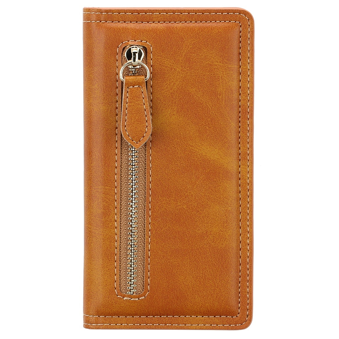 For iPhone 6 / 7 / 8 Skin Texture Magnetic Zipper Horizontal Flip Leather Case with Card Slot & Wallet(Orange)