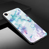 For iPhone 8 & 7 Marble Pattern Glass Protective Case(Ink Purple)