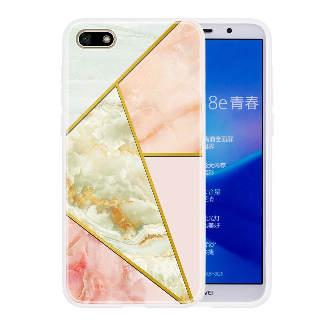For Huawei Y5 Prime (2018) Geometric Marble Series Frosted Translucent TPU Protective Case(Jade)