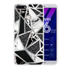 For Huawei Honor 7A Geometric Marble Series Frosted Translucent TPU Protective Case(Black White Grey)