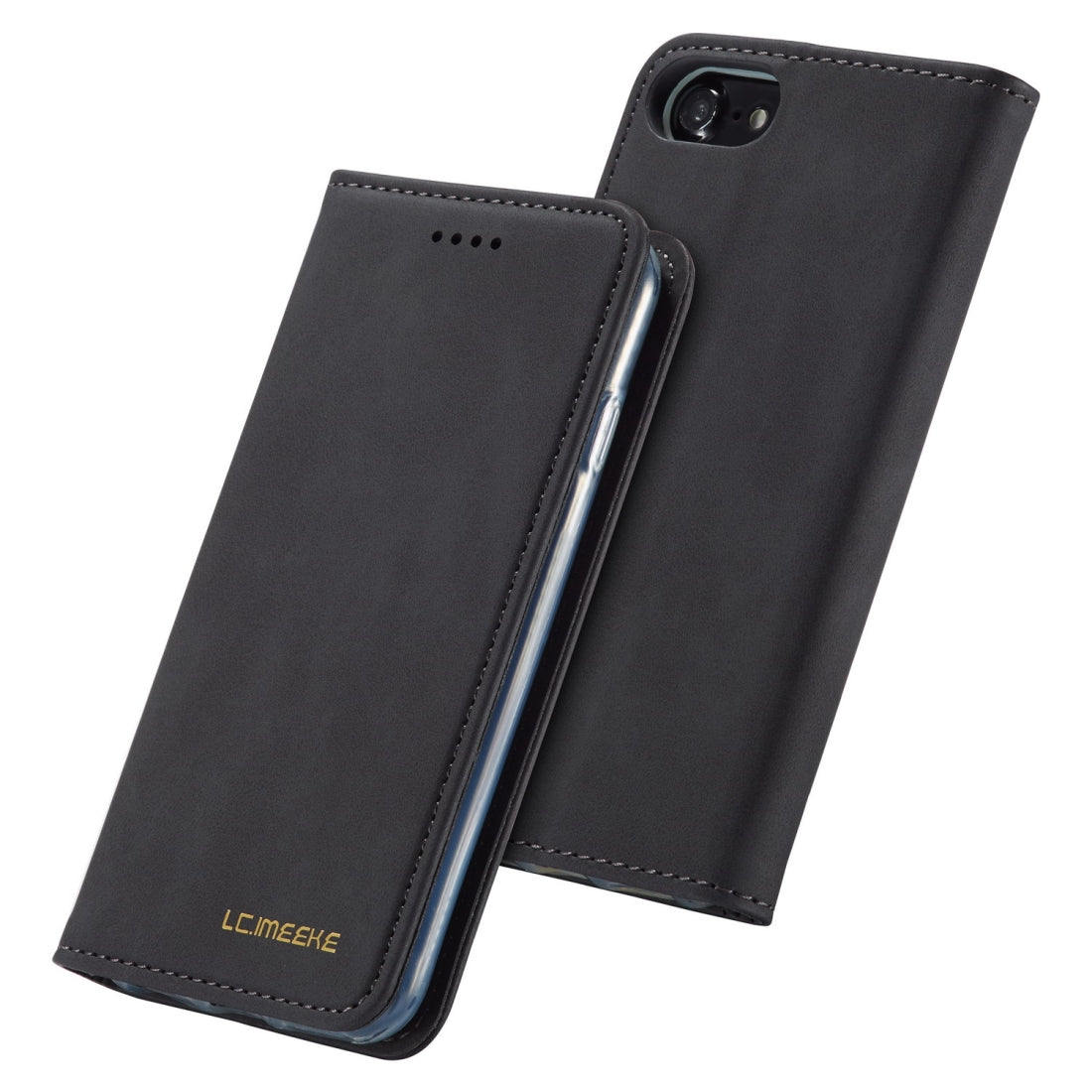 For iPhone 8 / 7 LC.IMEEKE LC-002 Series Skin Hand Feeling PU + TPU Horizontal Flip Leather Case with Holder & Card Slot & Wallet(Black)