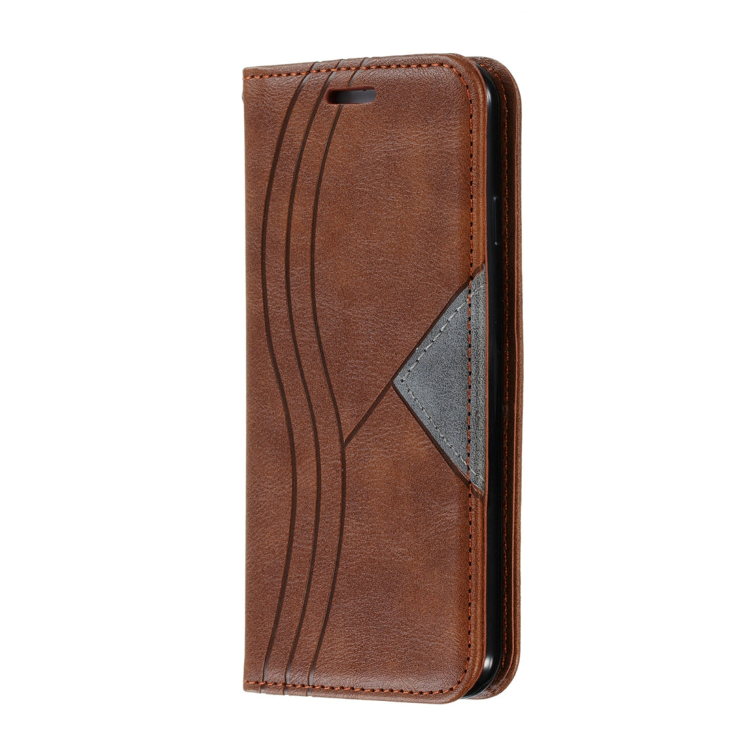 For iPhone 8 / 7 Splicing Color Magnetic Hem Horizontal Flip Leather Case with Holder & Card Slots(Brown)