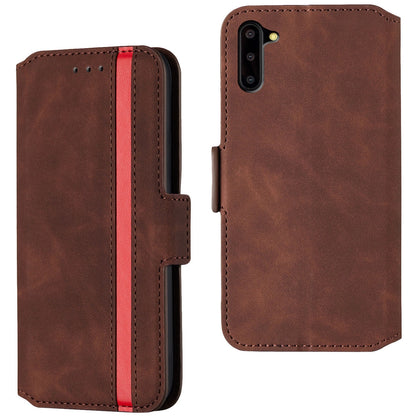 For Galaxy Note10 Retro Frosted Oil Side Horizontal Flip Case with Holder & Card Slots(Wine Red)