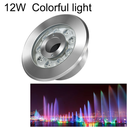 12W Landscape Colorful Color Changing Ring LED Stainless Steel Underwater Fountain Light(Colorful)