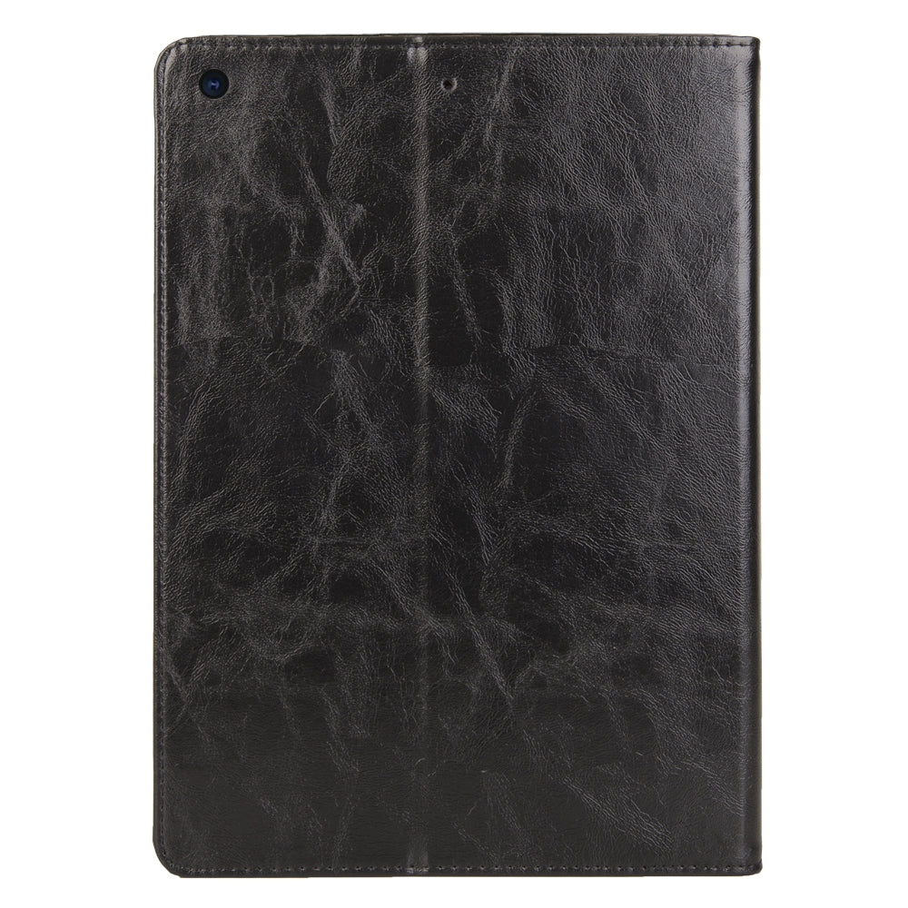 For iPad 10.2 Crazy Horse Texture Horizontal Flip PU Leather Case with Card Slots & Pen Slot & Holder & Wallet(Black)