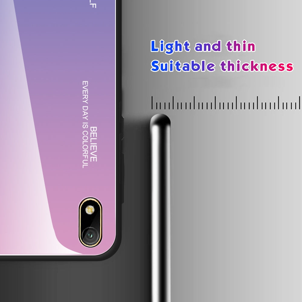 For Huawei Y5 (2019) Gradient Color Glass Case(Blue)