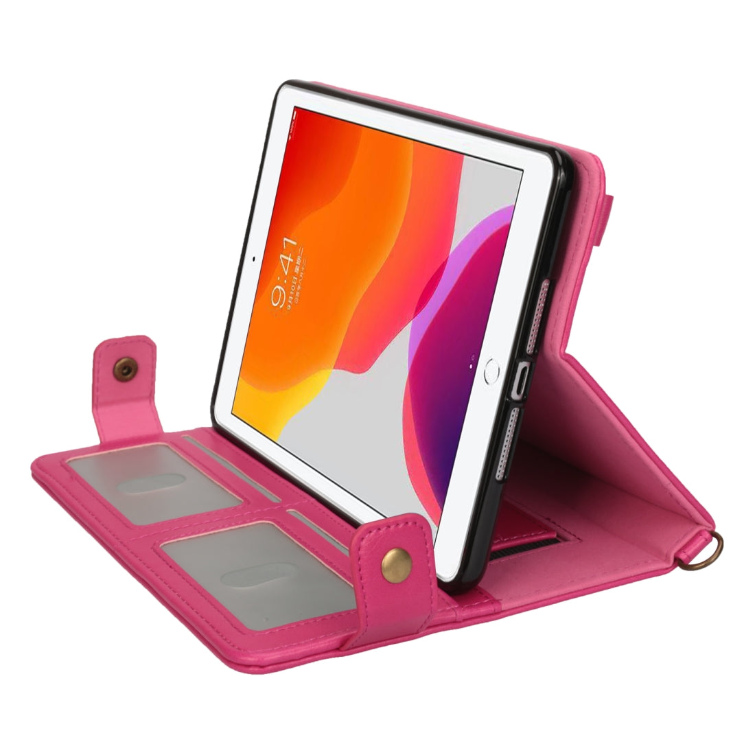 For iPad 10.2 inch Envelope Horizontal Flip PU Leather Case with Card Slots & Pen Slots & Holder & Wallet & Photo Frame & Shoulder Strap(Rose Red)