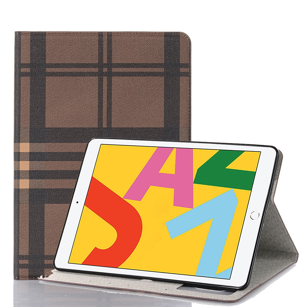 For iPad 10.2 / 10.5 Plaid Texture Horizontal Flip Leather Case with Holder & Card Slots & Wallet(Coffee)