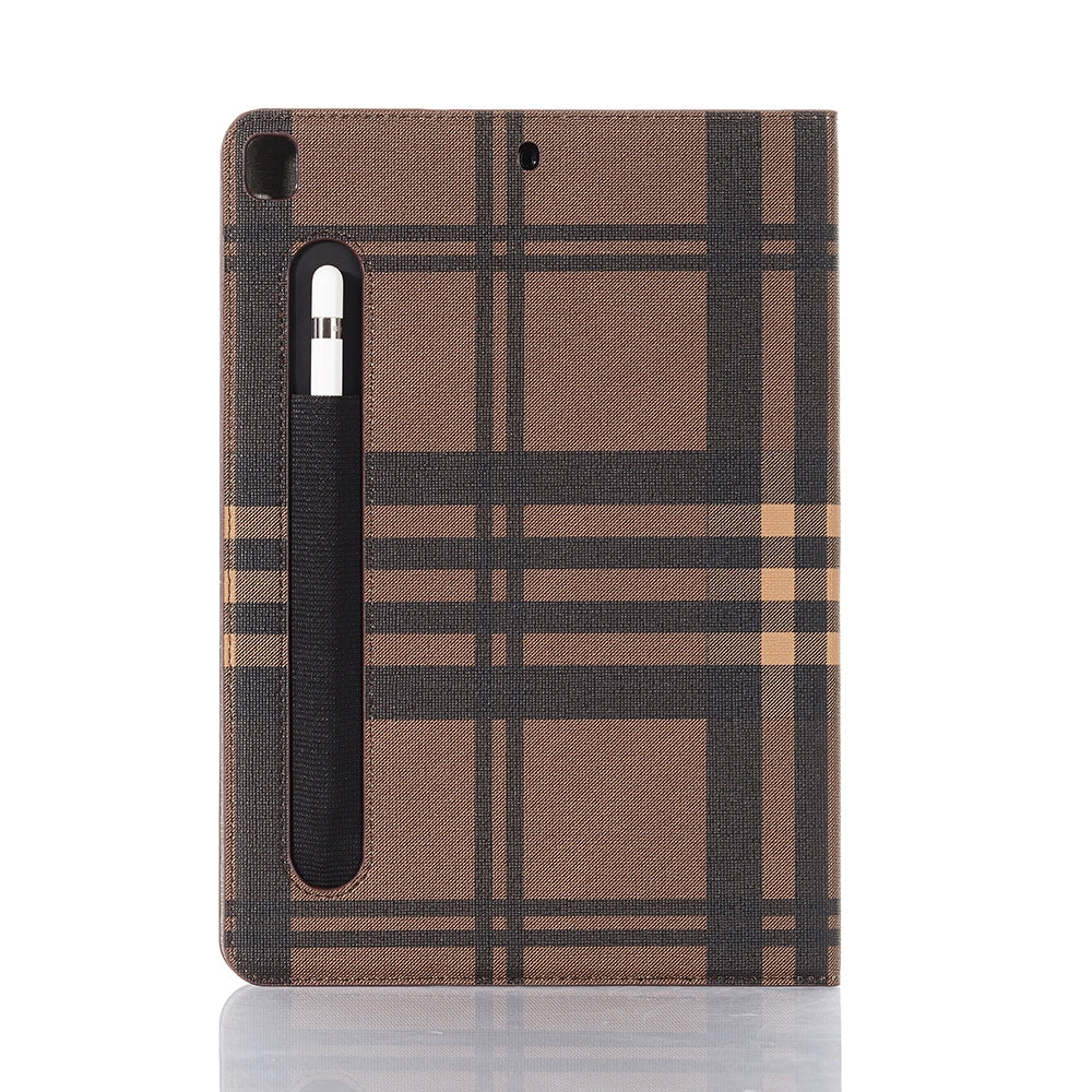 For iPad 10.2 / 10.5 Plaid Texture Horizontal Flip Leather Case with Holder & Card Slots & Wallet(Coffee)